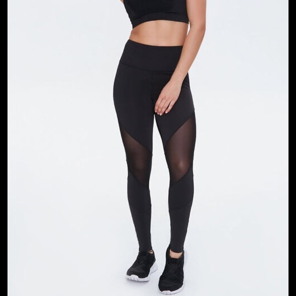Forever 21 Pants - Forever 21 Black Yoga Pants w/ Sheer Leg Design